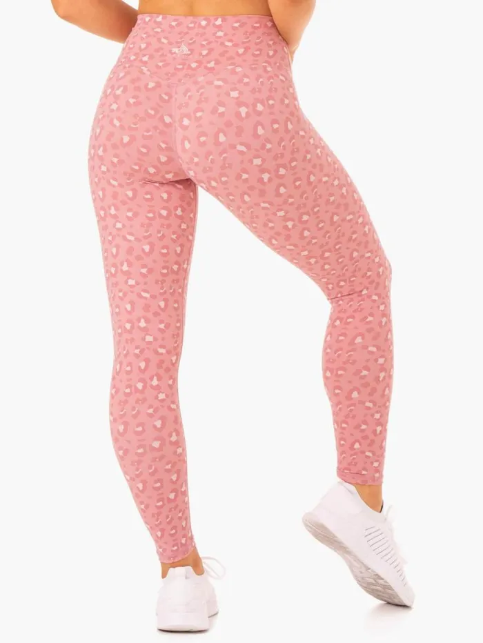 Leggings Womens Ryderwear Hybrid Full Length Leggings Pink Leopard
