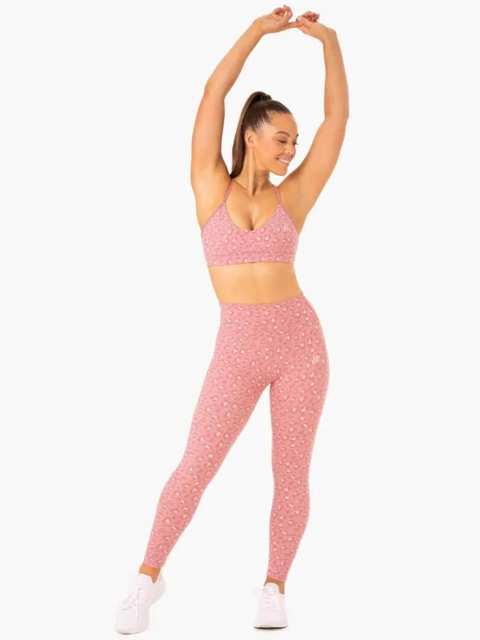 Leggings Womens Ryderwear Hybrid Full Length Leggings Pink Leopard
