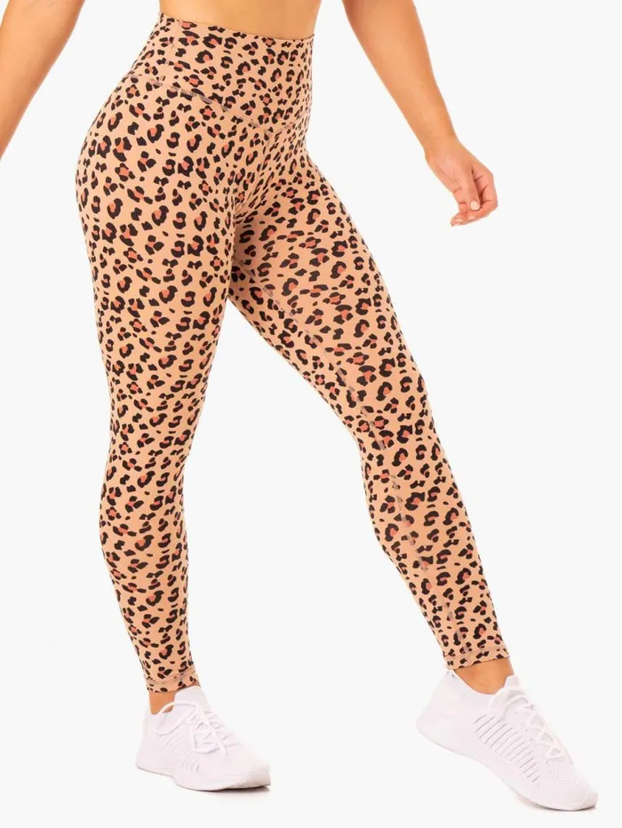 Leggings Womens Ryderwear Hybrid Full Length Leggings Tan Leopard
