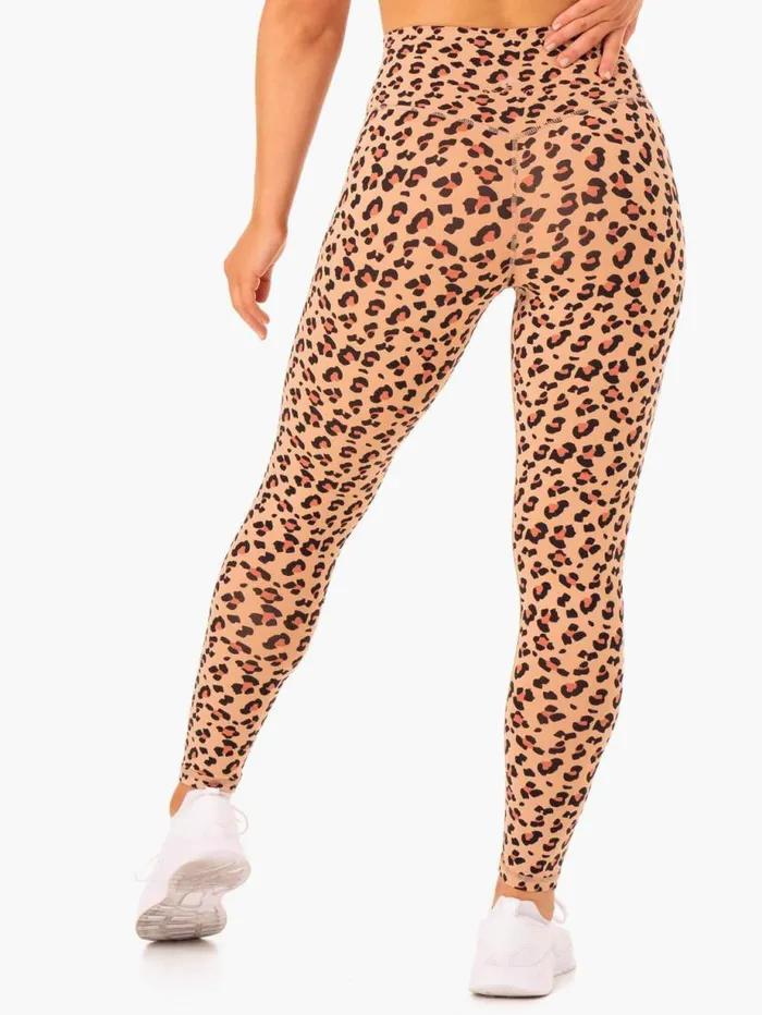 Leggings Womens Ryderwear Hybrid Full Length Leggings Tan Leopard