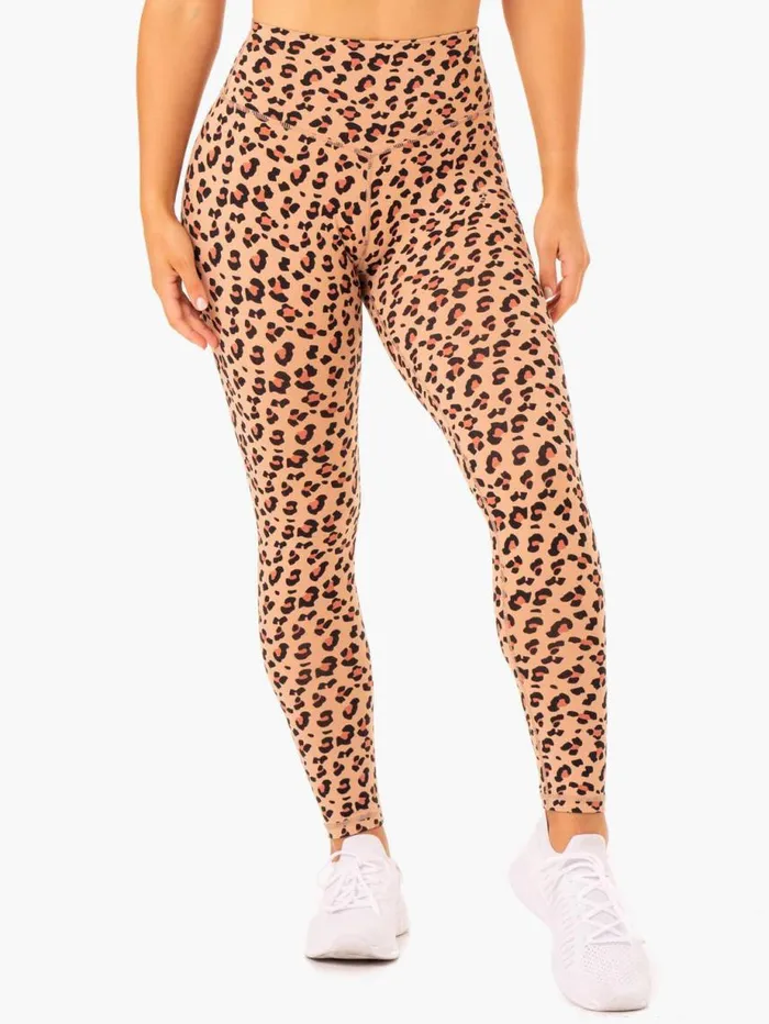 Leggings Womens Ryderwear Hybrid Full Length Leggings Tan Leopard