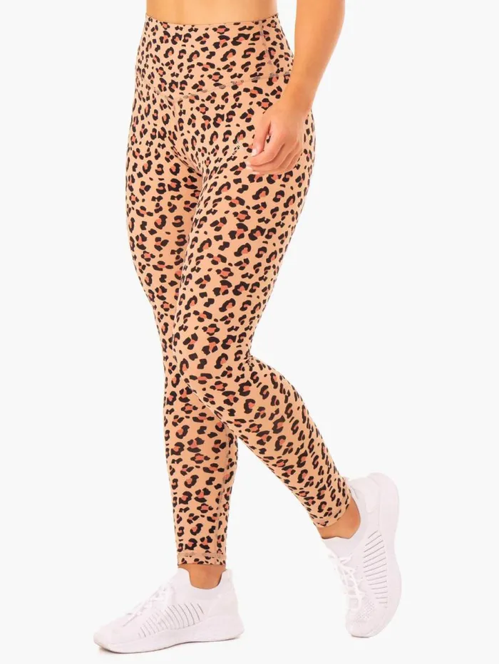 Leggings Womens Ryderwear Hybrid Full Length Leggings Tan Leopard