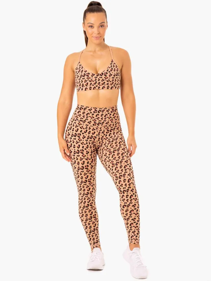 Leggings Womens Ryderwear Hybrid Full Length Leggings Tan Leopard