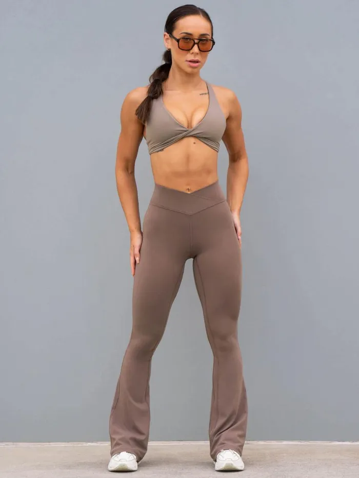Leggings Womens Ryderwear NKD Cross Over Flared Leggings Taupe
