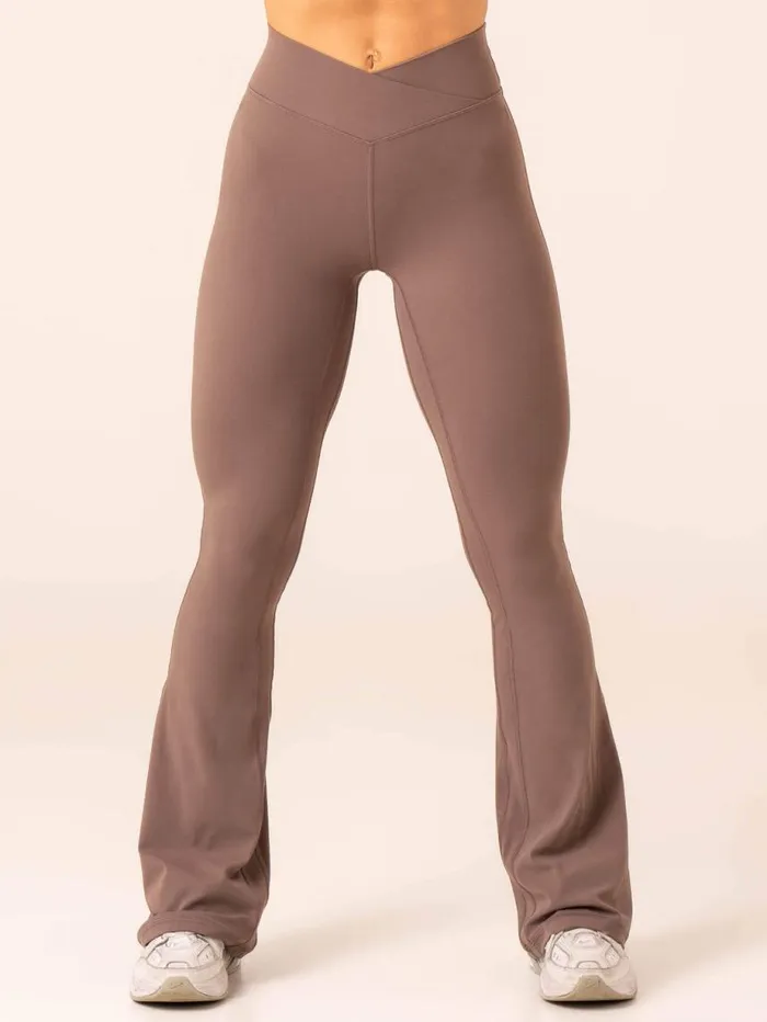 Leggings Womens Ryderwear NKD Cross Over Flared Leggings Taupe