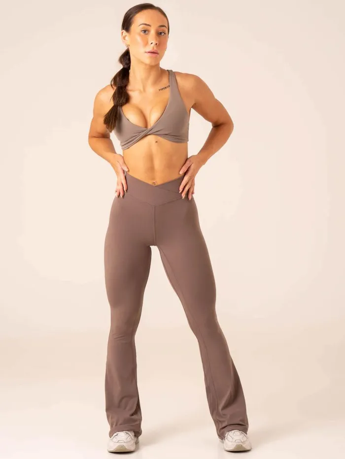 Leggings Womens Ryderwear NKD Cross Over Flared Leggings Taupe