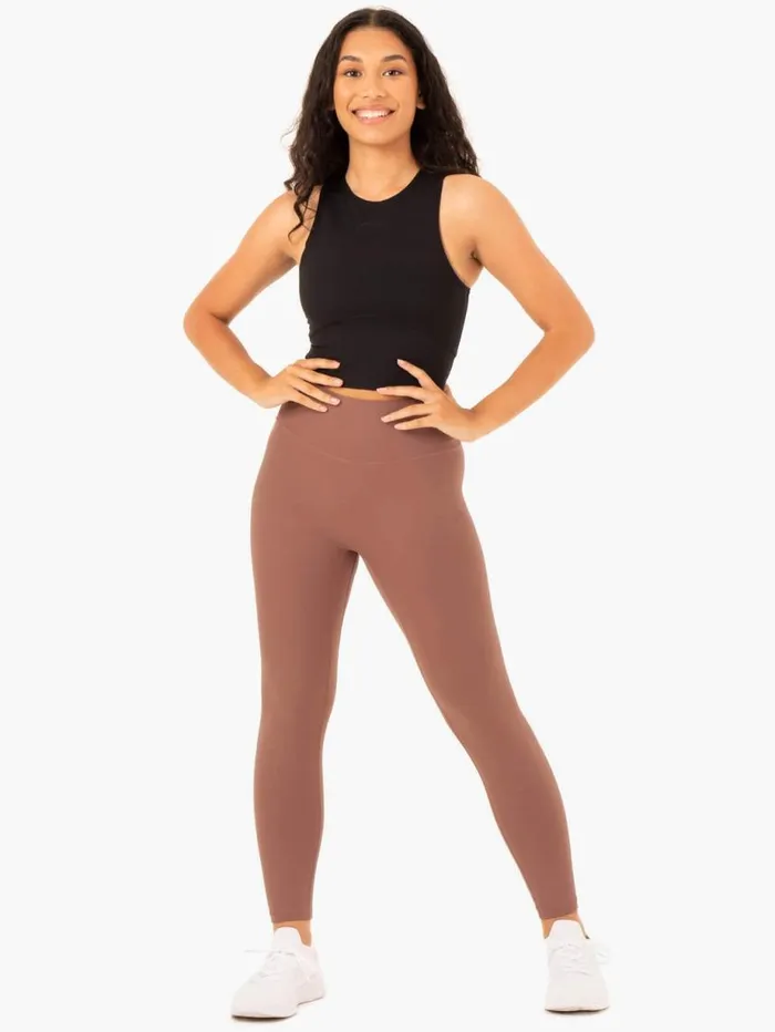 Leggings Womens Ryderwear NKD Refine High Waisted Leggings Mocha