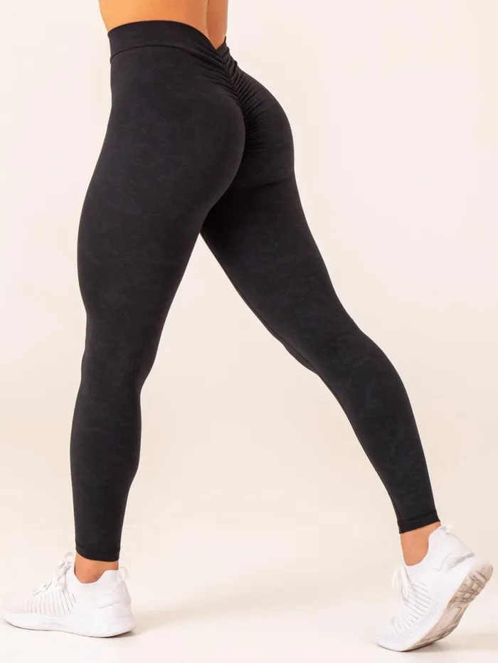 Leggings Womens Ryderwear NKD Stonewash V Scrunch Leggings Black Stonewash