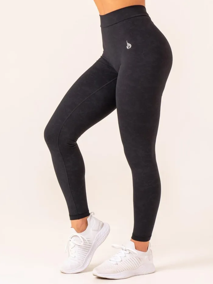 Leggings Womens Ryderwear NKD Stonewash V Scrunch Leggings Black Stonewash