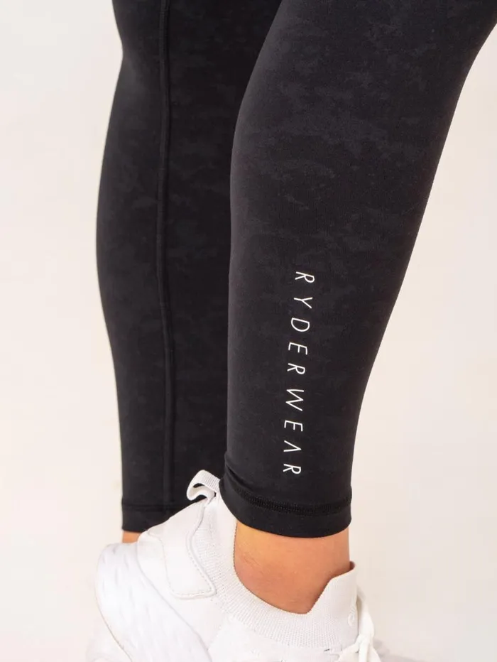 Leggings Womens Ryderwear NKD Stonewash V Scrunch Leggings Black Stonewash
