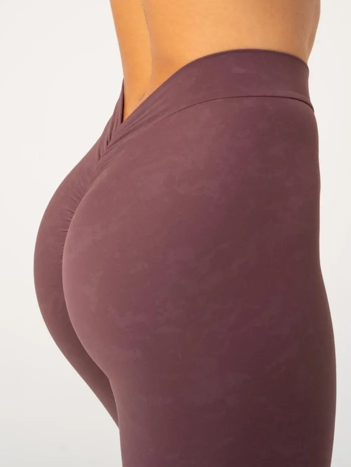 Leggings Womens Ryderwear NKD Stonewash V Scrunch Leggings Chocolate Stonewash