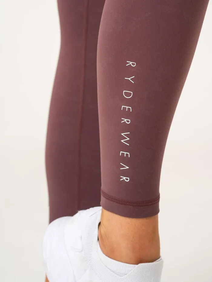 Leggings Womens Ryderwear NKD Stonewash V Scrunch Leggings Chocolate Stonewash