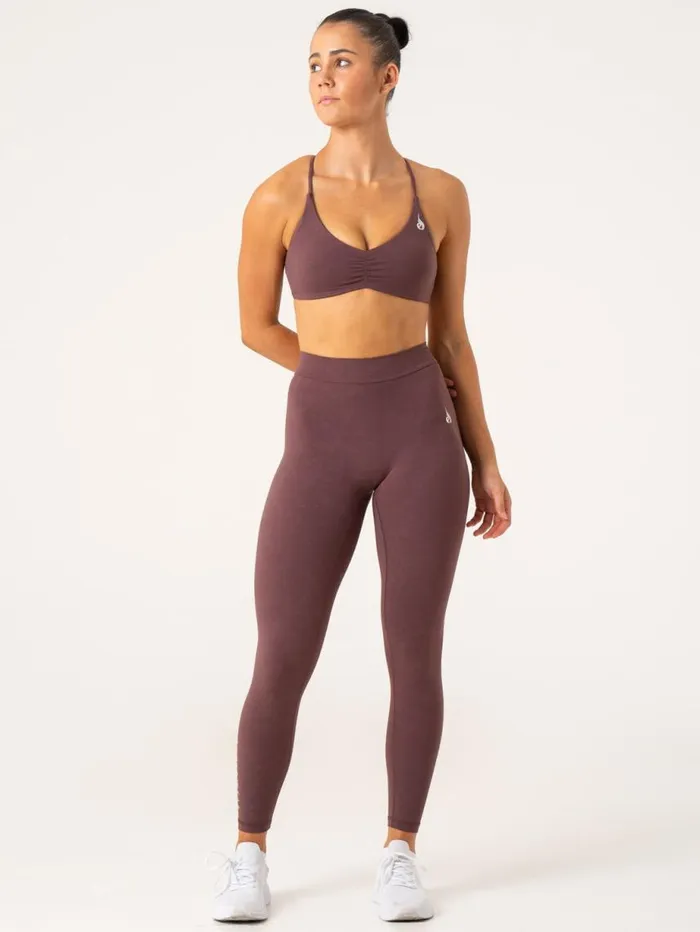 Leggings Womens Ryderwear NKD Stonewash V Scrunch Leggings Chocolate Stonewash