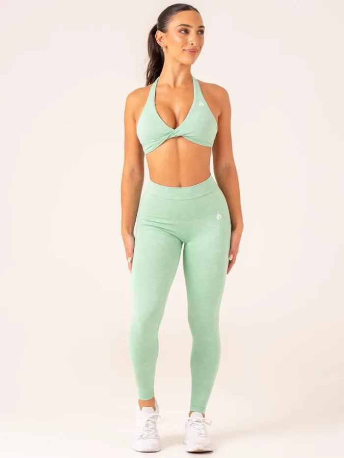 Leggings Womens Ryderwear NKD Stonewash V Scrunch Leggings Mint Stonewash