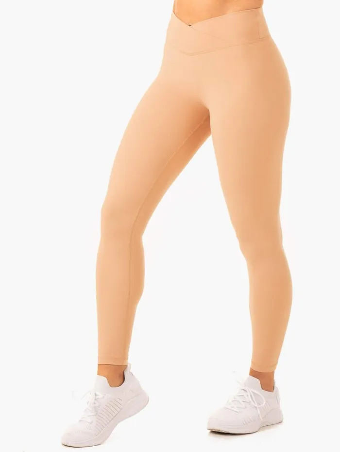 Leggings Womens Ryderwear Serene Cross Over Scrunch Leggings Tan