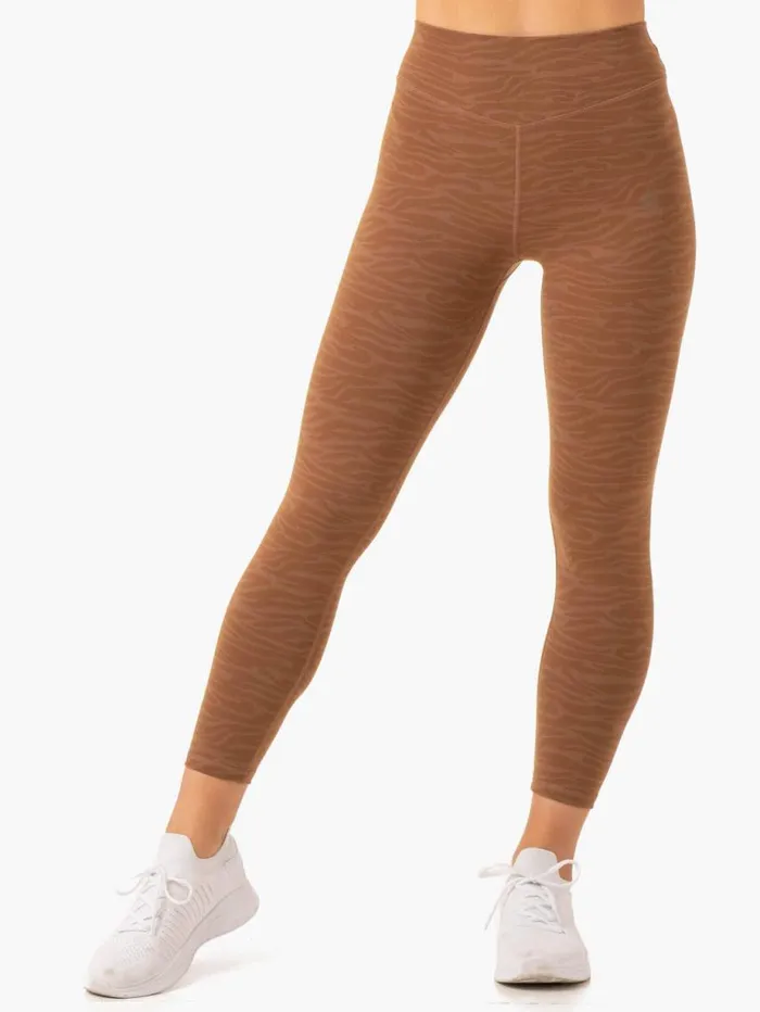 Leggings Womens Ryderwear Transform High Waisted Leggings Chocolate Zebra