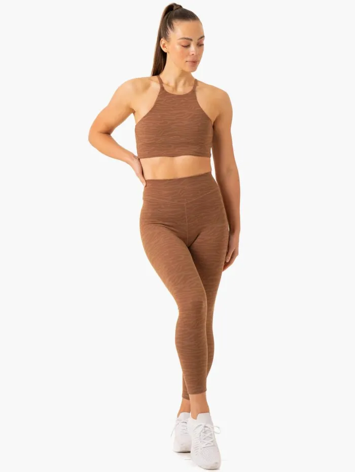 Leggings Womens Ryderwear Transform High Waisted Leggings Chocolate Zebra