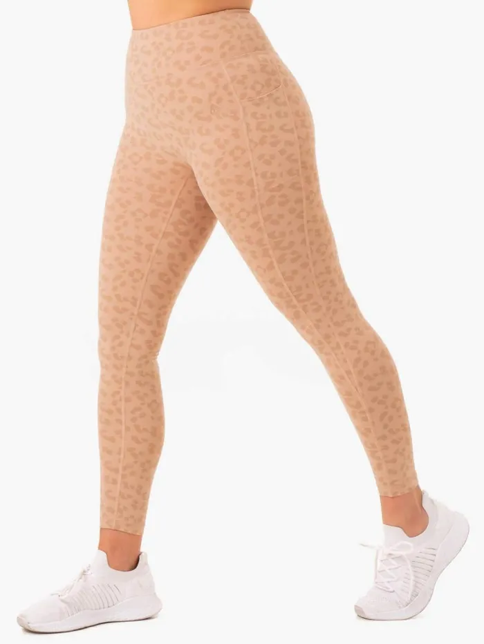 Leggings Womens Ryderwear Ultra High Waisted Pocket Leggings Tan Leopard