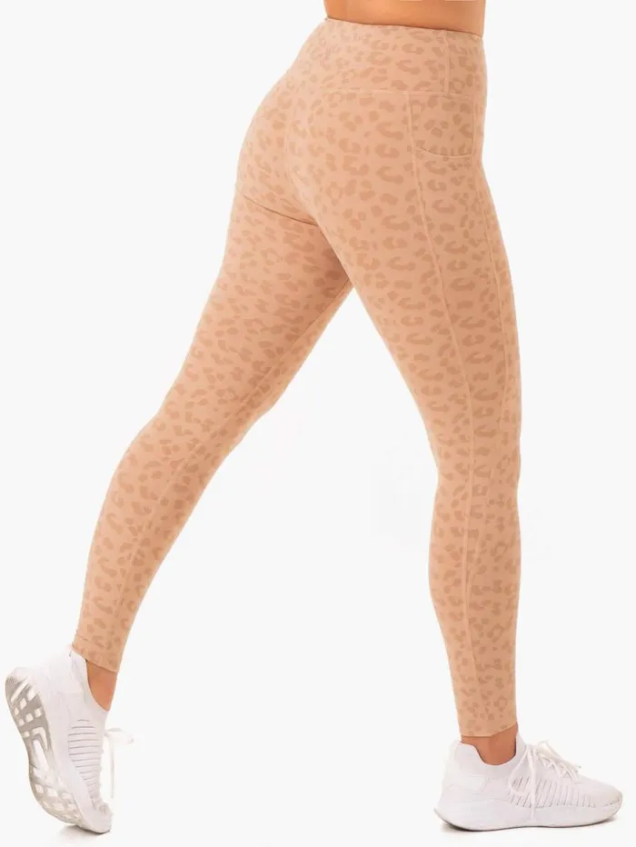 Leggings Womens Ryderwear Ultra High Waisted Pocket Leggings Tan Leopard