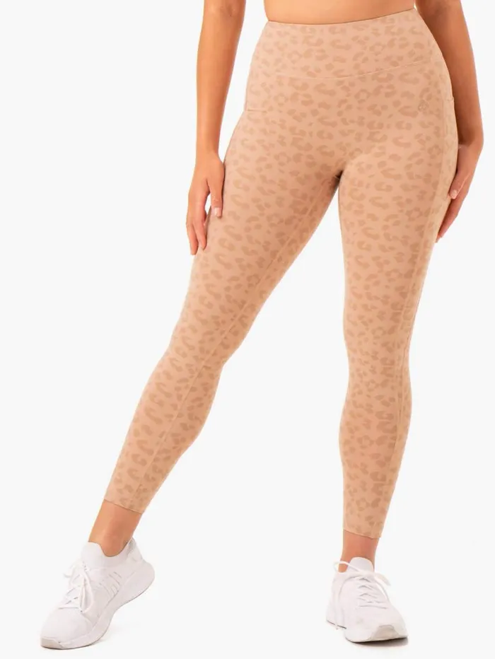 Leggings Womens Ryderwear Ultra High Waisted Pocket Leggings Tan Leopard