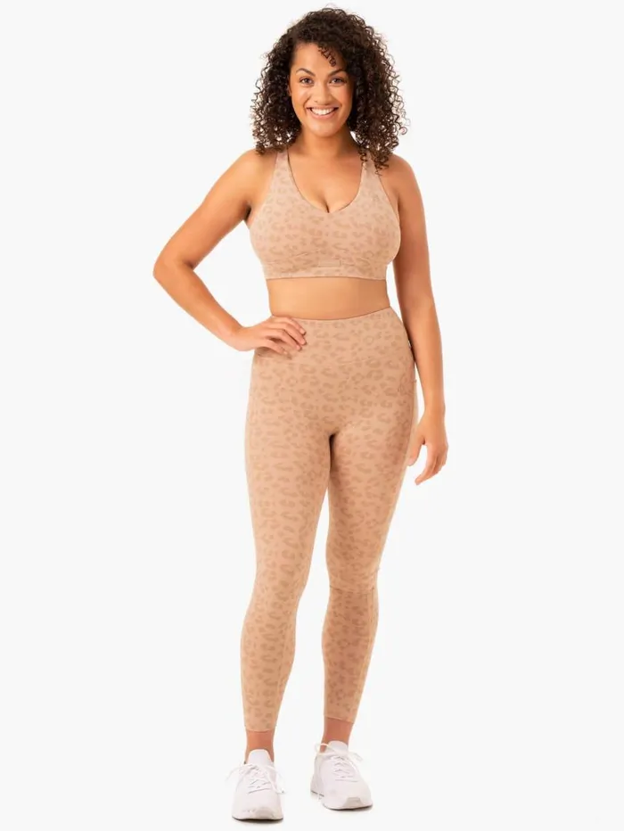 Leggings Womens Ryderwear Ultra High Waisted Pocket Leggings Tan Leopard