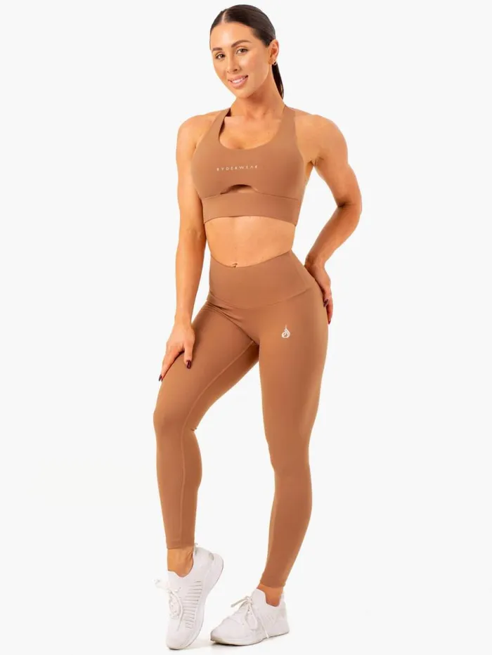 Leggings Womens Ryderwear Vital High Waisted Scrunch Leggings Mocha
