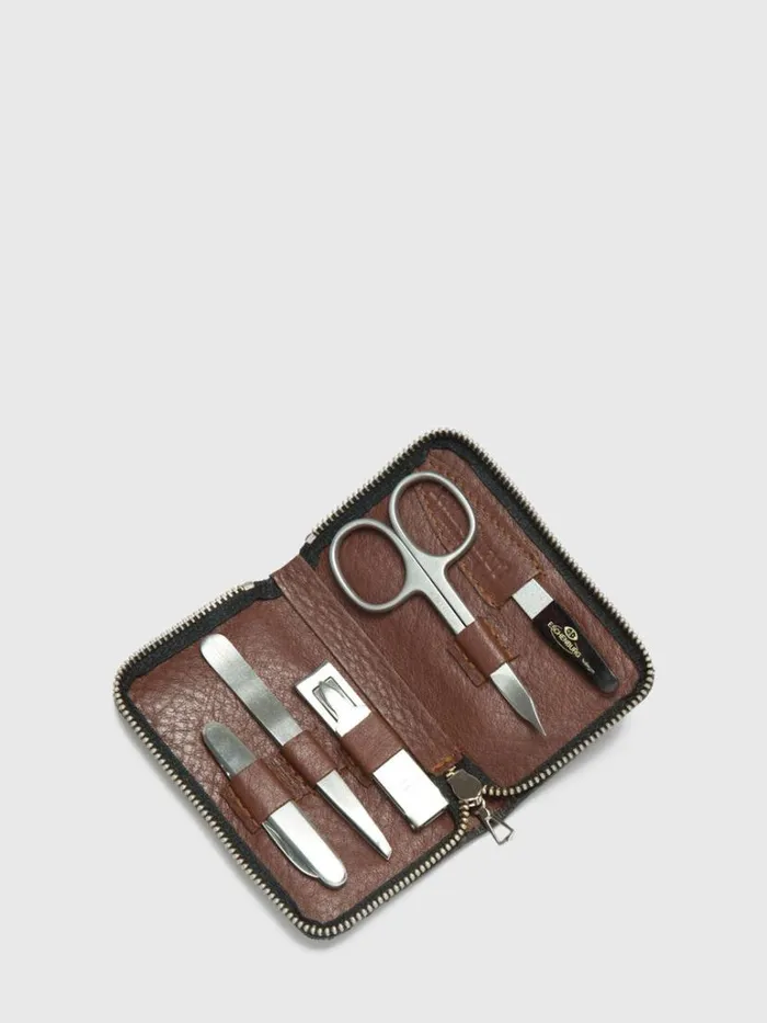 Lifestyle Mens Paul Stuart Deerskin Leather Manicure Set Black