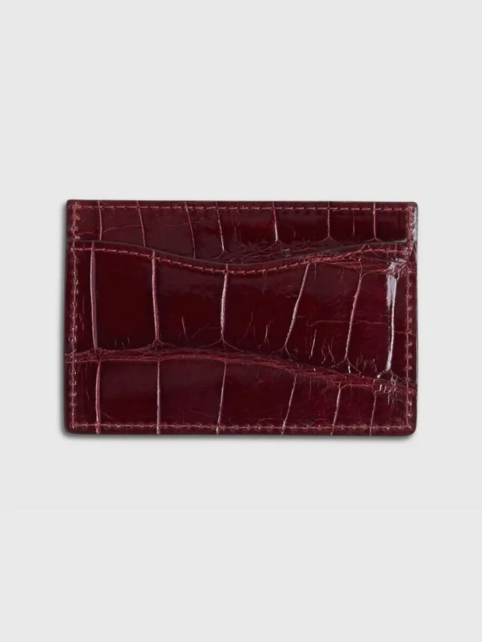 Lifestyle Mens Paul Stuart Glazed Alligator Flat Card Case Black