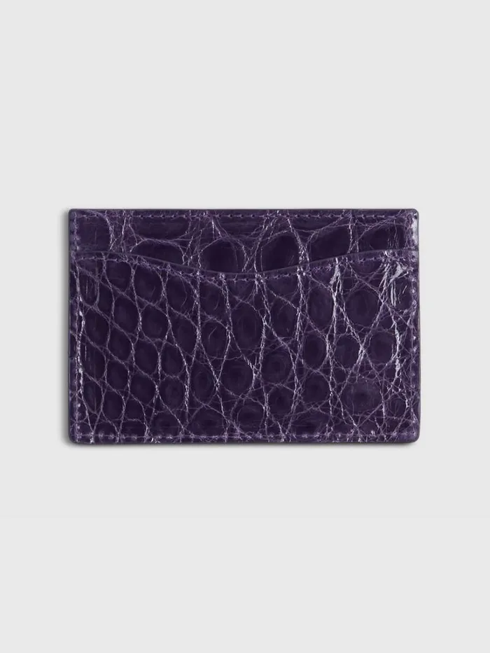 Lifestyle Mens Paul Stuart Glazed Alligator Flat Card Case Black