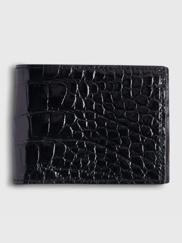Lifestyle Mens Paul Stuart Glazed Alligator Slim Billfold Wallet Black