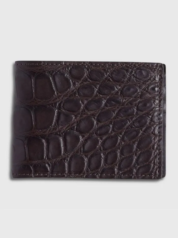 Lifestyle Mens Paul Stuart Matte Alligator Slim Billfold Wallet Brown