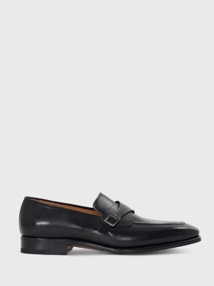Loafers Mens Paul Stuart Gideon Single Monk Loafer Black Calf