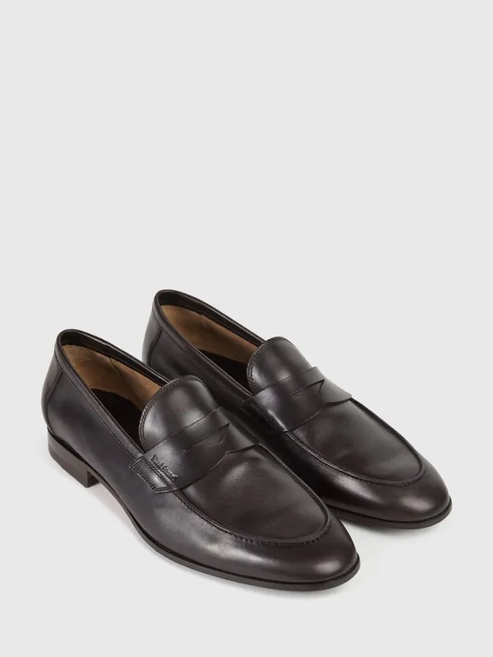 Loafers Mens Paul Stuart Harlan Leather Penny Loafer Black Calf