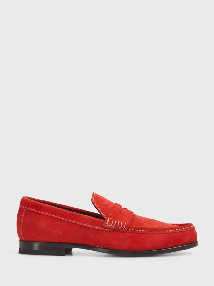 Loafers Mens Paul Stuart Mason Suede Loafer Red