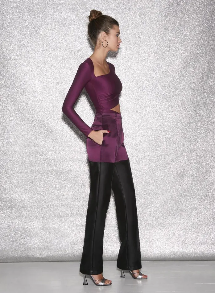 Long Sleeve Clothing Fleur Du Mal Asymmetric Wrap Bodysuit Malbec
