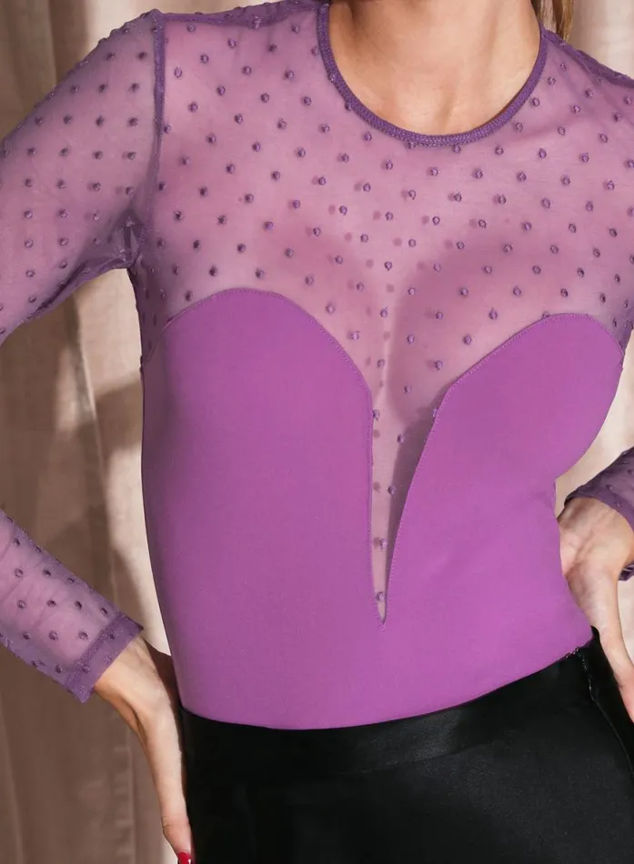 Long Sleeve Clothing Fleur Du Mal Dotty Jersey Plunge Bodysuit Pink Iris