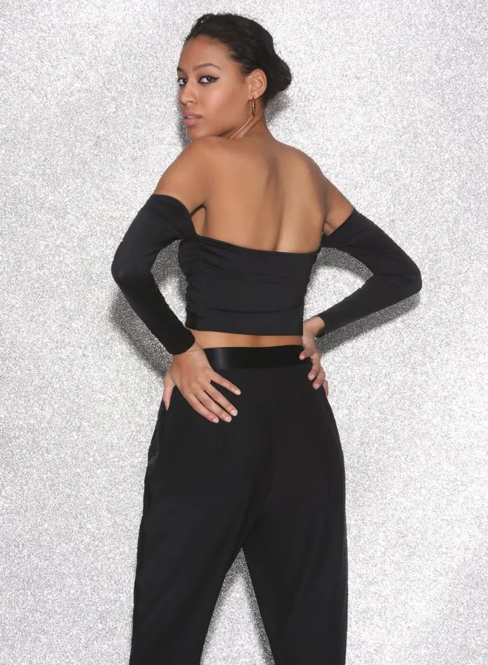 Long Sleeve Clothing Fleur Du Mal Jersey Draped Crop Top Black