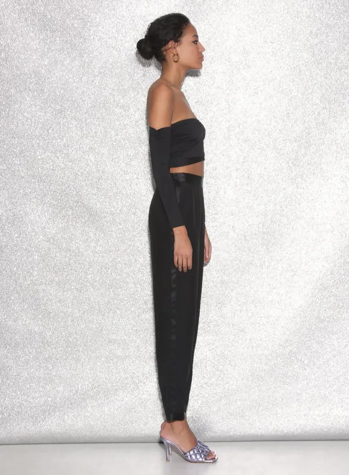 Long Sleeve Clothing Fleur Du Mal Jersey Draped Crop Top Black