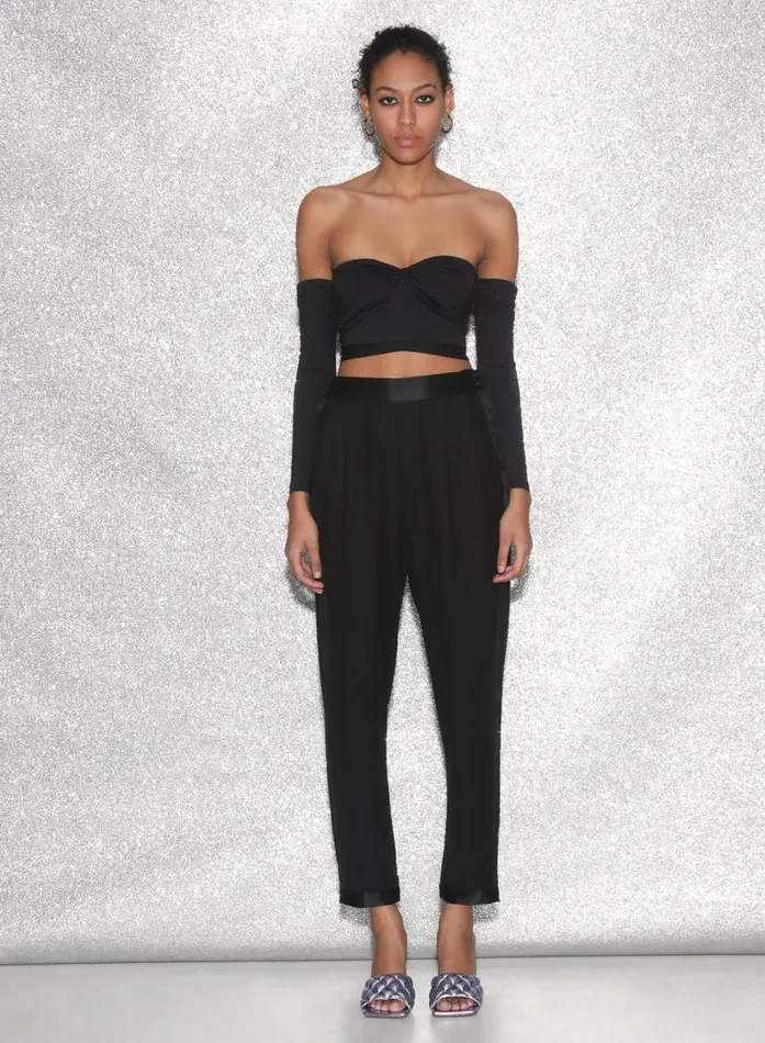 Long Sleeve Clothing Fleur Du Mal Jersey Draped Crop Top Black