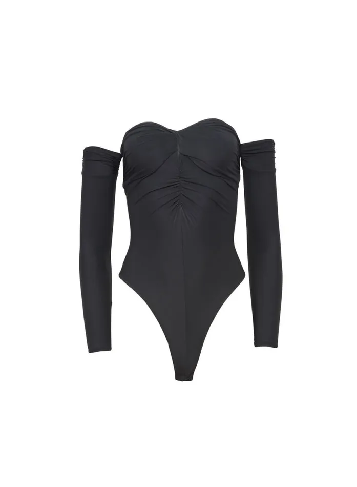 Long Sleeve Clothing Fleur Du Mal Jersey Ruched Bodysuit Black