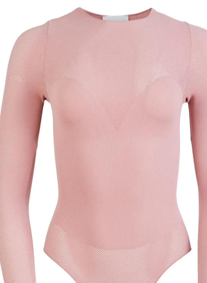 Long Sleeve Clothing Fleur Du Mal Le Body Long Sleeve Control Bodysuit Rose Pink