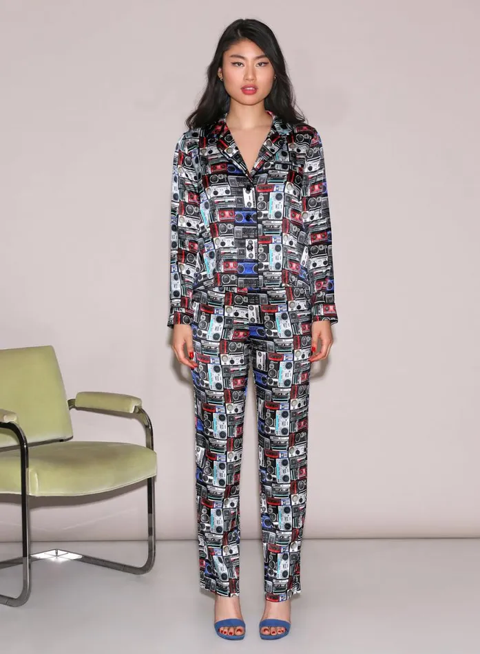 Long Sleeve LingerieClothing Fleur Du Mal Fleur PJ Top Boombox Print
