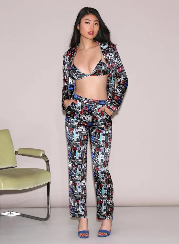 Long Sleeve LingerieClothing Fleur Du Mal Fleur PJ Top Boombox Print