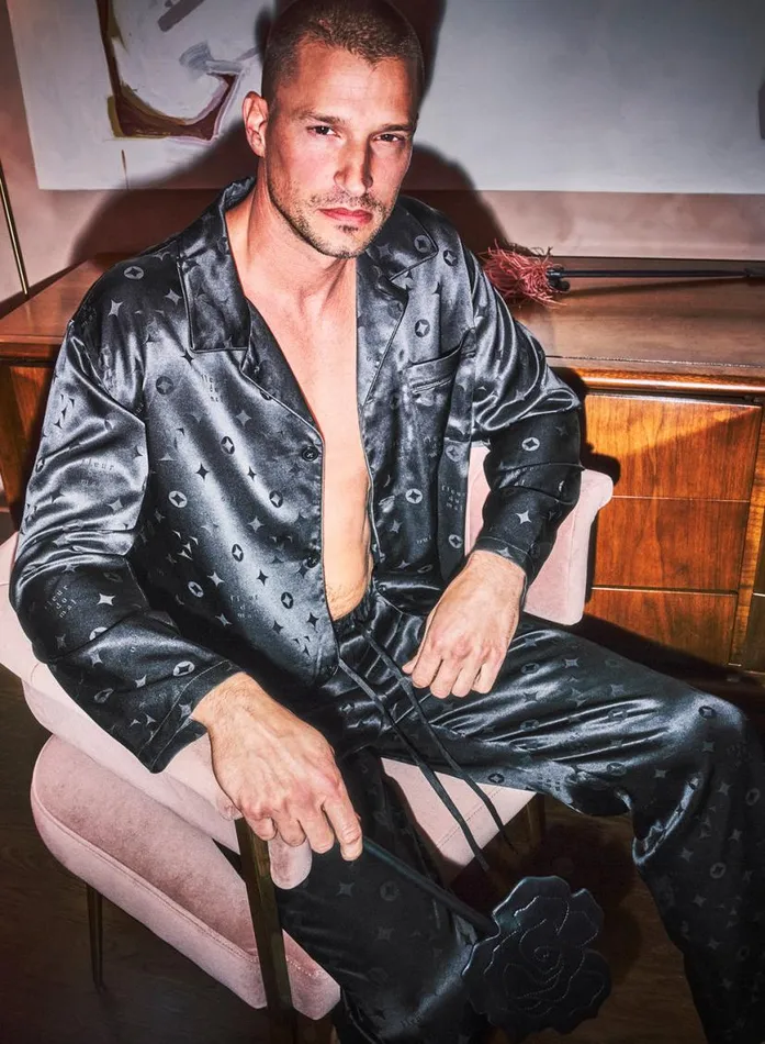 Long Sleeve LingerieClothing Fleur Du Mal Men039s Silk Jacquard PJ Top Black
