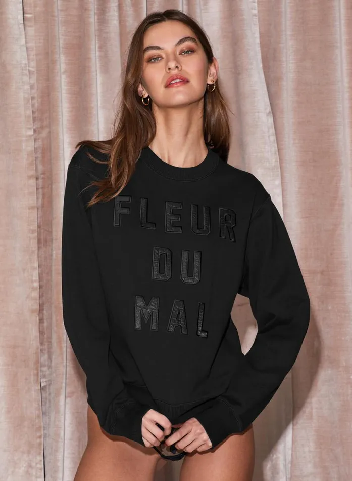 Long Sleeve LingerieClothing Fleur Du Mal Unisex Logo Sweatshirt Black