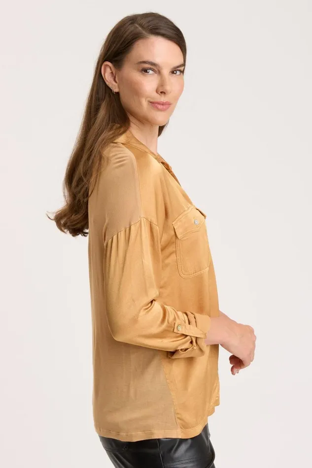Ludolf ButtonUp Warm Butterscotch Clothing XCVI ShirtsBlouses