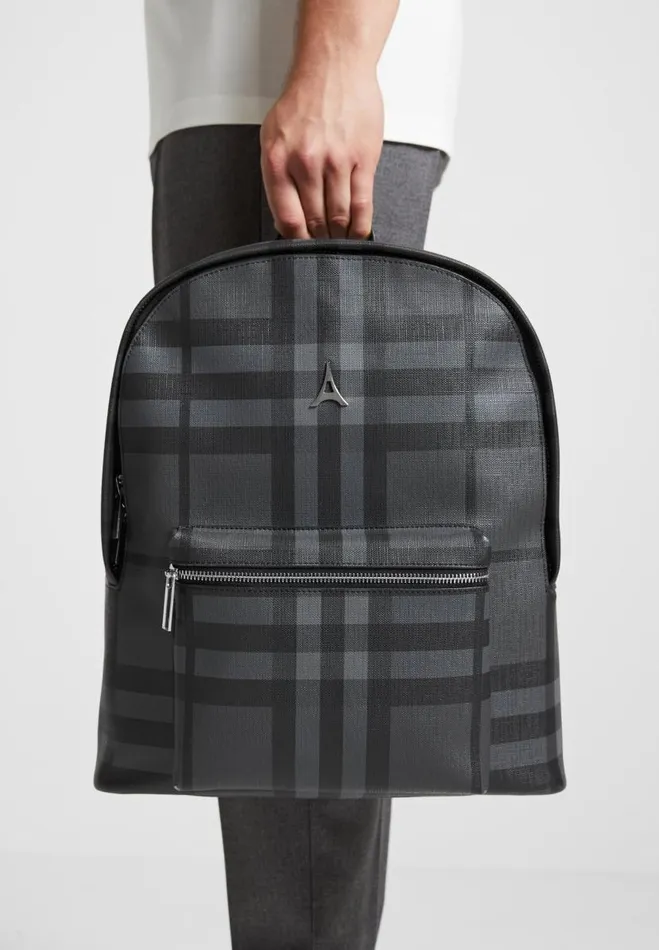 Manire De Voir Bags Manire De Voir Man Vegan Leather Check Backpack 8211 Grey