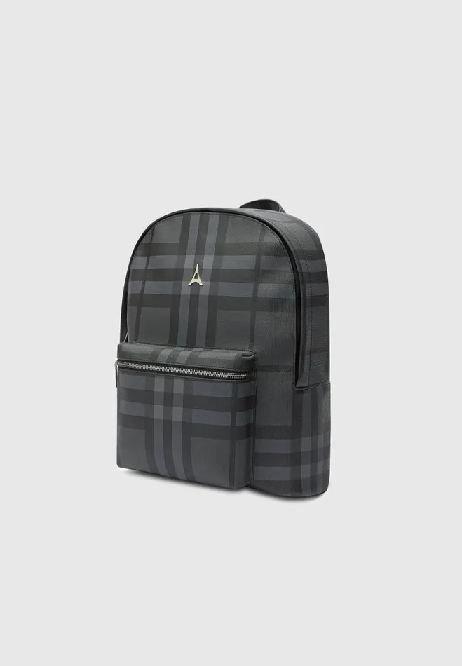 Manire De Voir Bags Manire De Voir Man Vegan Leather Check Backpack 8211 Grey