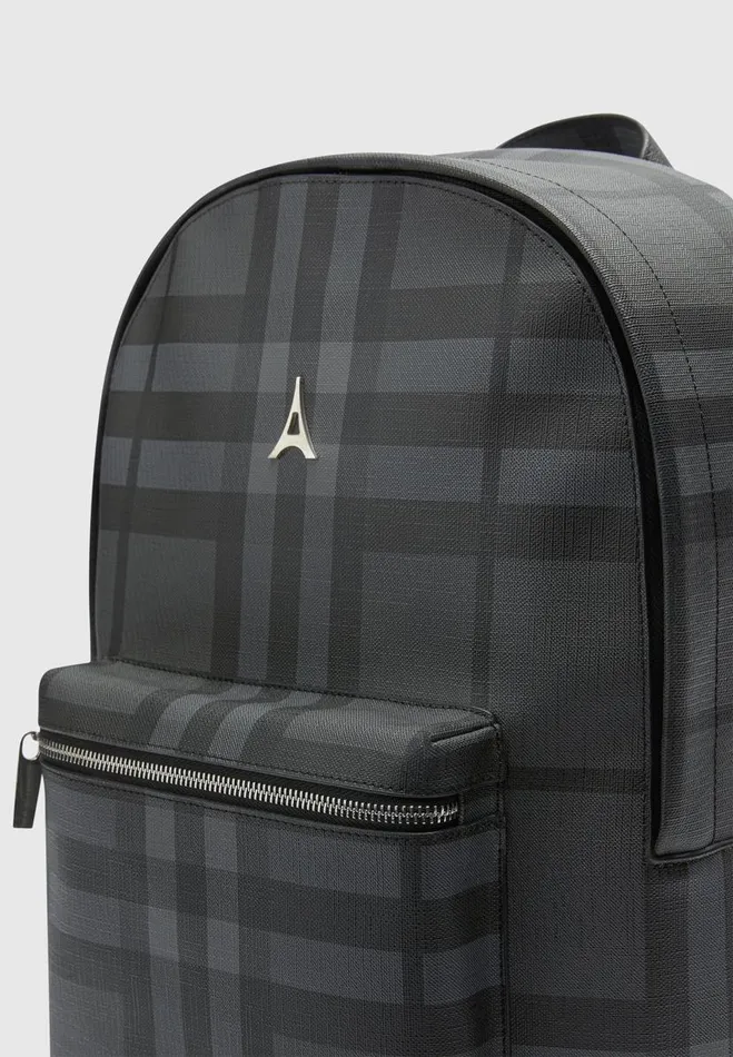Manire De Voir Bags Manire De Voir Man Vegan Leather Check Backpack 8211 Grey