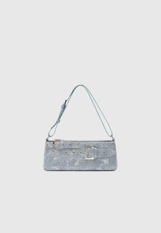 Manire De Voir Bags Manire De Voir Woman Denim Effect Eiffel Belt Bag 8211 Blue